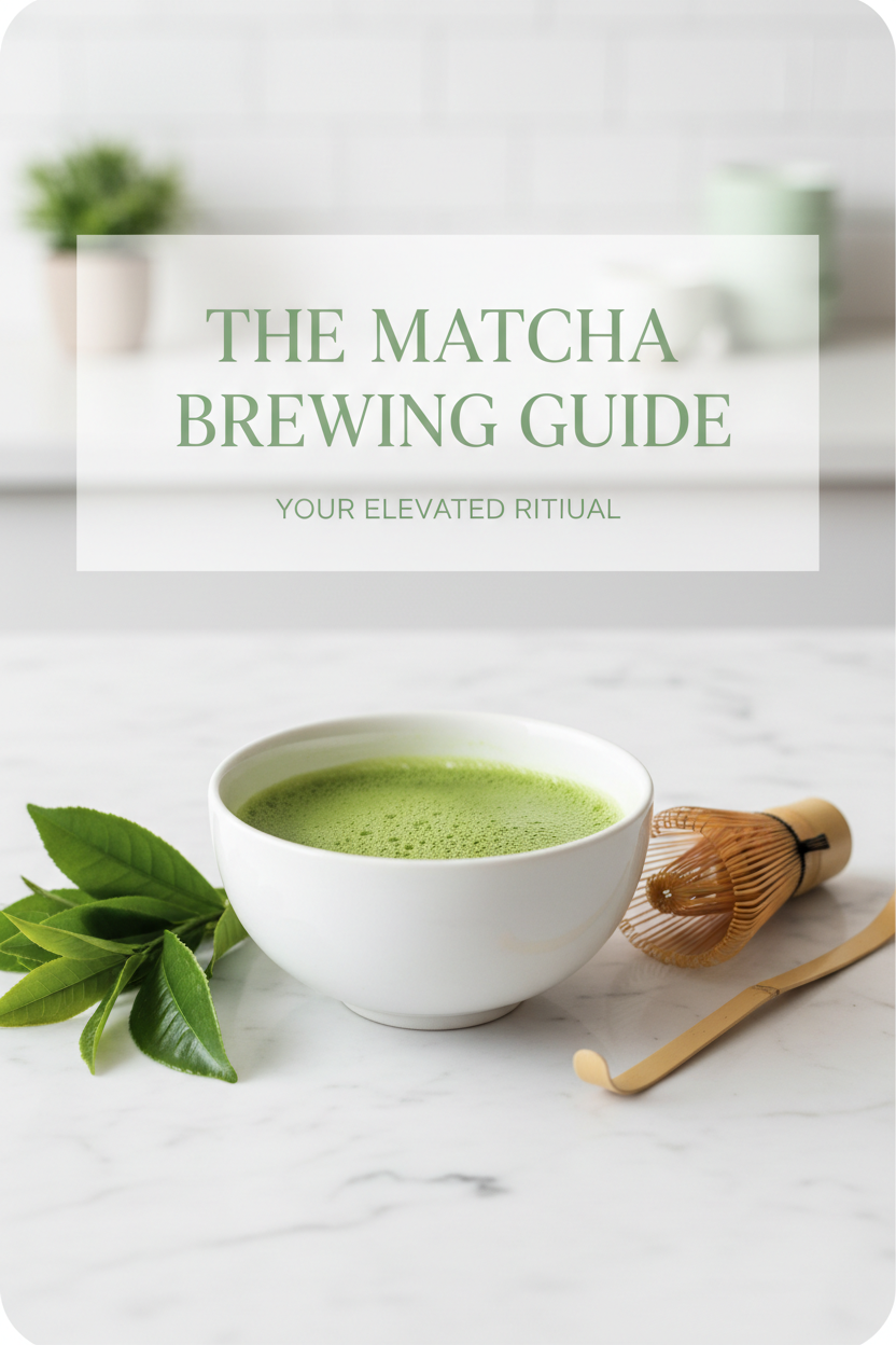 Bright minimal cover image for The Matcha Brewing Guide